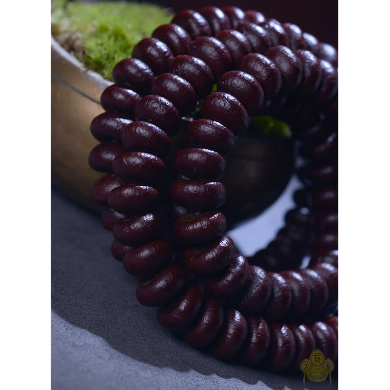 Buddha Stones天然チベット 108 個入りMalaビーズ 紫菩提樹 富のブレスレット