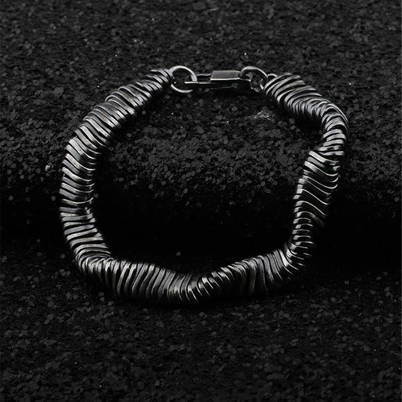 Buddha Stones925スターリングシルバー ヴィンテージツイストデザイン 富と癒しのチェーンブレスレット