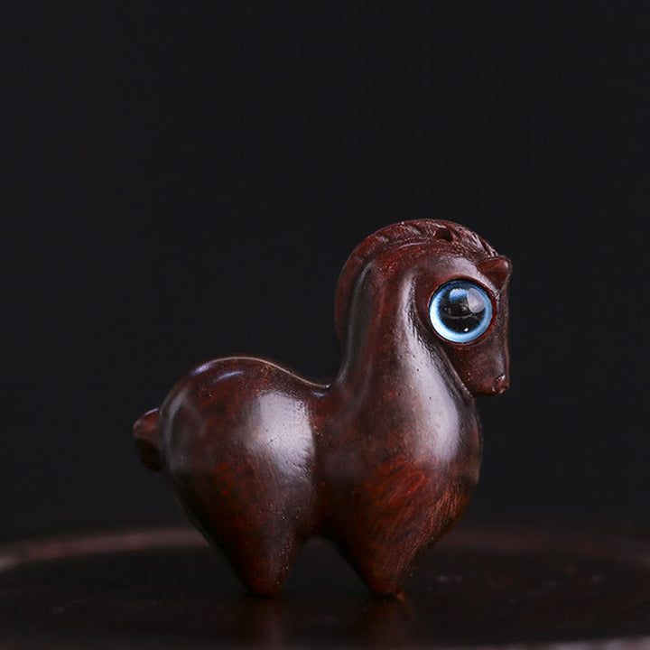 Buddha Stones小葉紫檀緑白檀 幸運のミニ馬 守護飾り - 小葉紫檀（小サイズ 33*26*14mm） - image 12