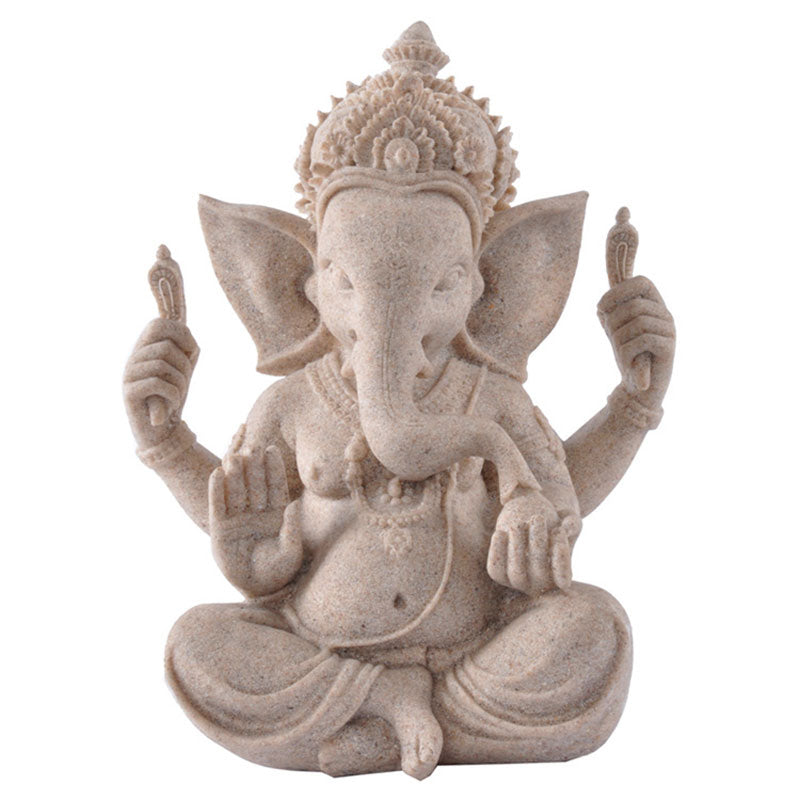 Buddha Stonesガネーシャ ガンパティ 象の像 富の祝福 室内装飾