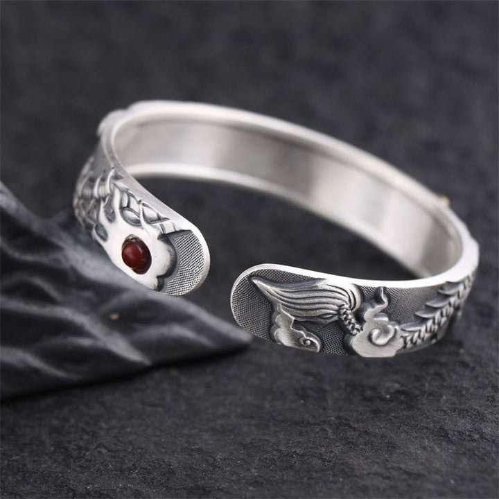 Buddha Stones999スターリングシルバー ドラゴン パワー守護ブレスレットバングル