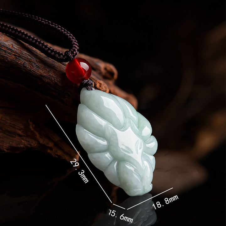 Buddha Stones天然翡翠九尾狐幸運繁栄ネックレスペンダント