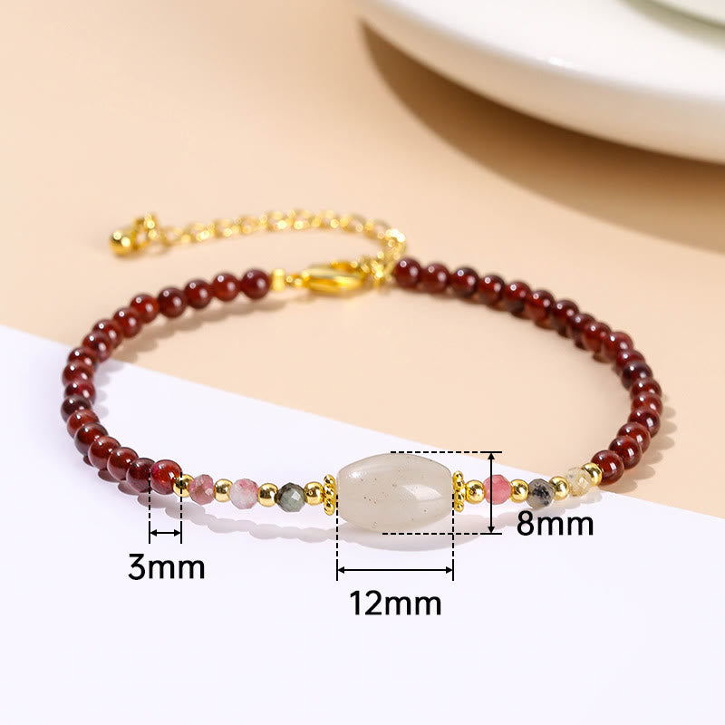 Buddha Stonesガーネット翡翠トルマリンビーズパッションブレスレット