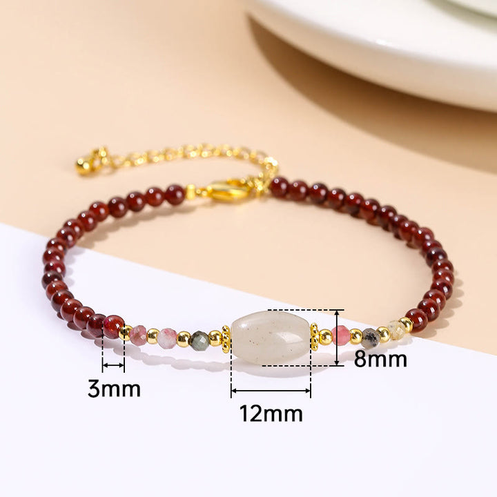 Buddha Stonesガーネット翡翠トルマリンビーズパッションブレスレット