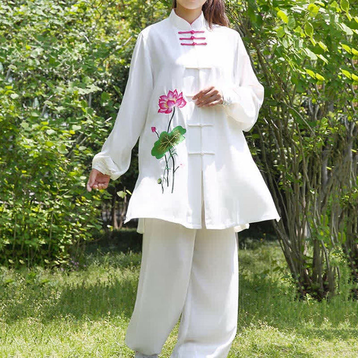 Buddha Stones蓮の花 葉模様 太極拳 瞑想 祈り スピリチュアル 禅 練習 服 レディース セット - image 10