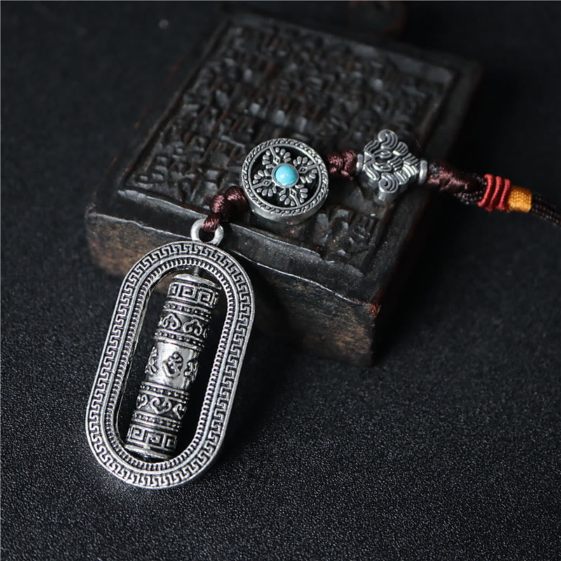チベットのBuddha Stonesオム・Om Mani Padme Hum祈りの輪 平和 回転式 車用吊り下げ装飾