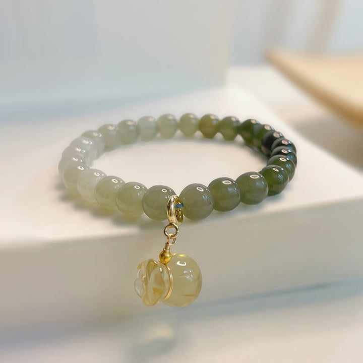 Buddha Stones天然和田翡翠マネーバッグチャームビーズ繁栄ブレスレット