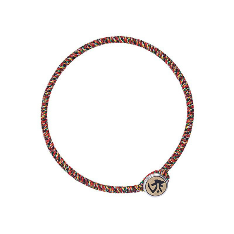 Buddha Stonesハンドメイド 925 スターリングシルバー十二支誕生仏守護 カラフル ロープブレスレット