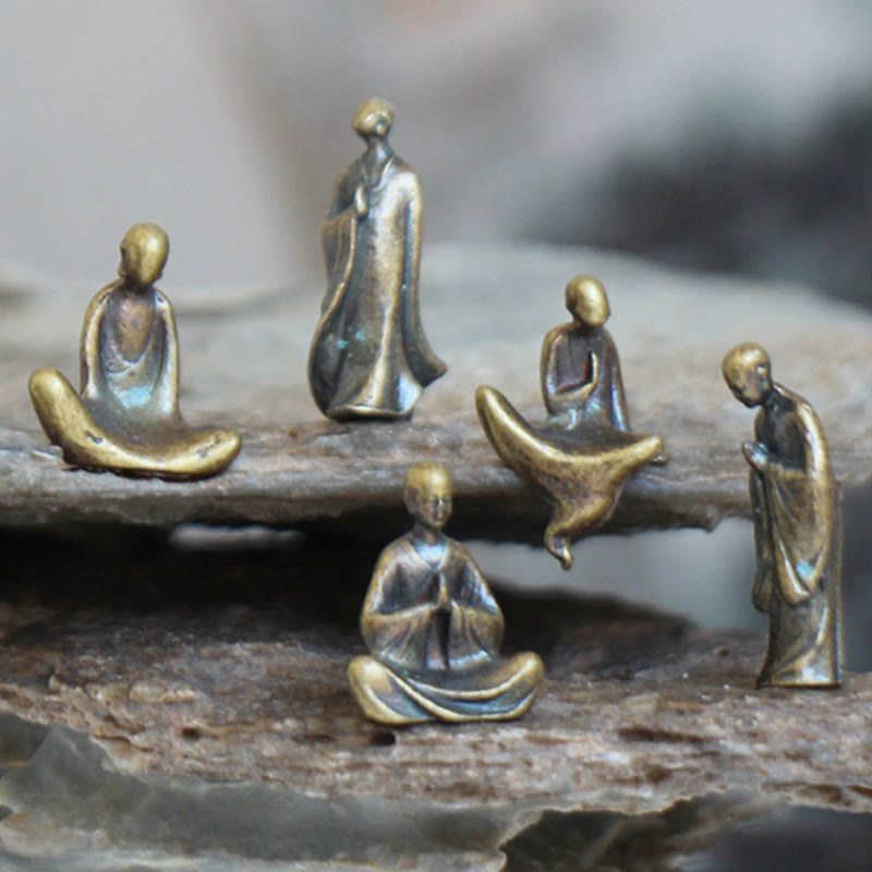 Buddha Stonesミニ瞑想仏 金属製 僧侶 静寂 家の装飾 - image 4