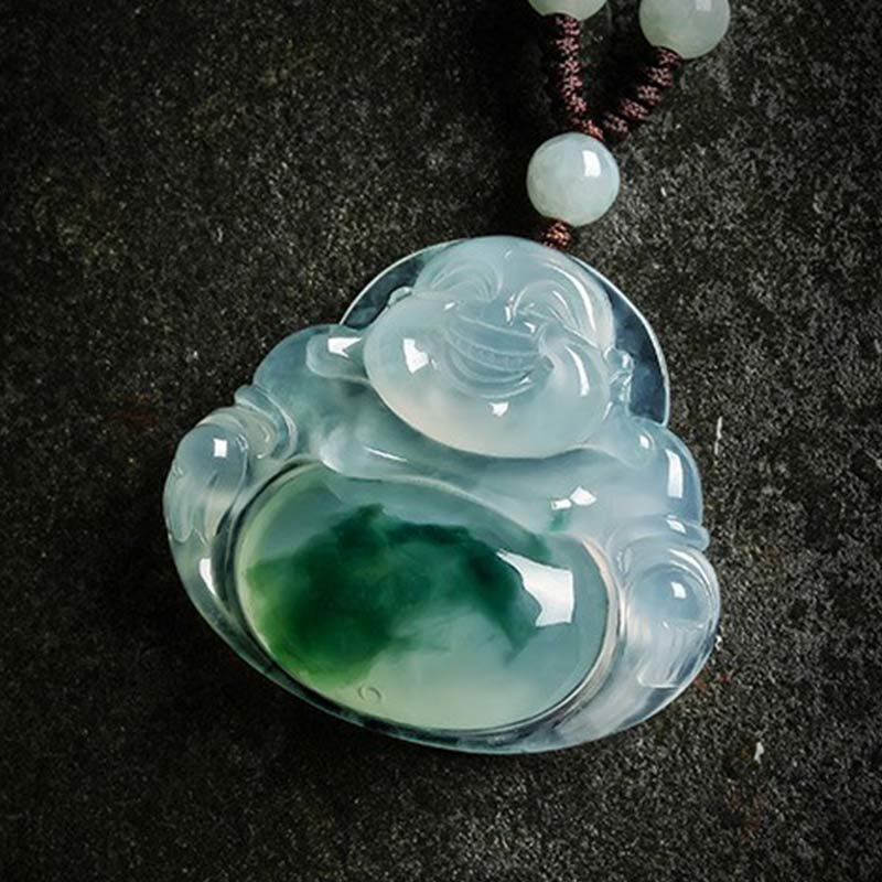 Buddha Stonesシアン翡翠 幸運のネックレスペンダント