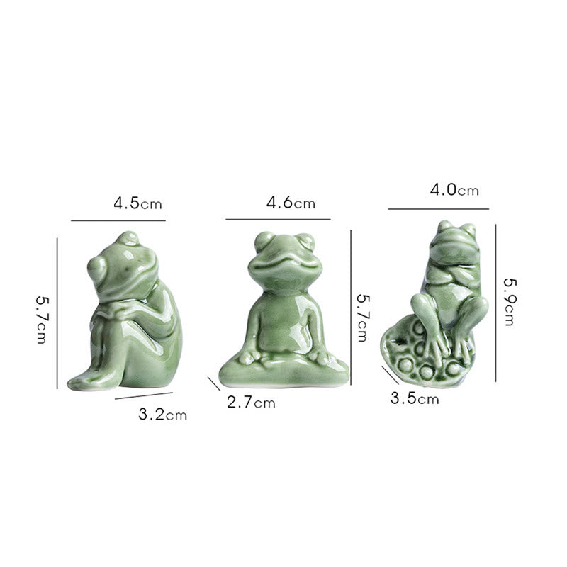 Buddha Stonesミニ 小型 瞑想 蓮 休憩 カエル 陶器 富 幸運 家庭用 ティーペット 置物 装飾