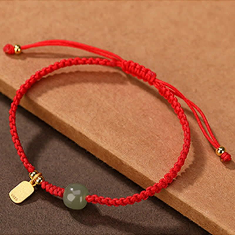Buddha Stones925 スターリングシルバー 和田翡翠 祝福 富 赤い紐 ブレスレット
