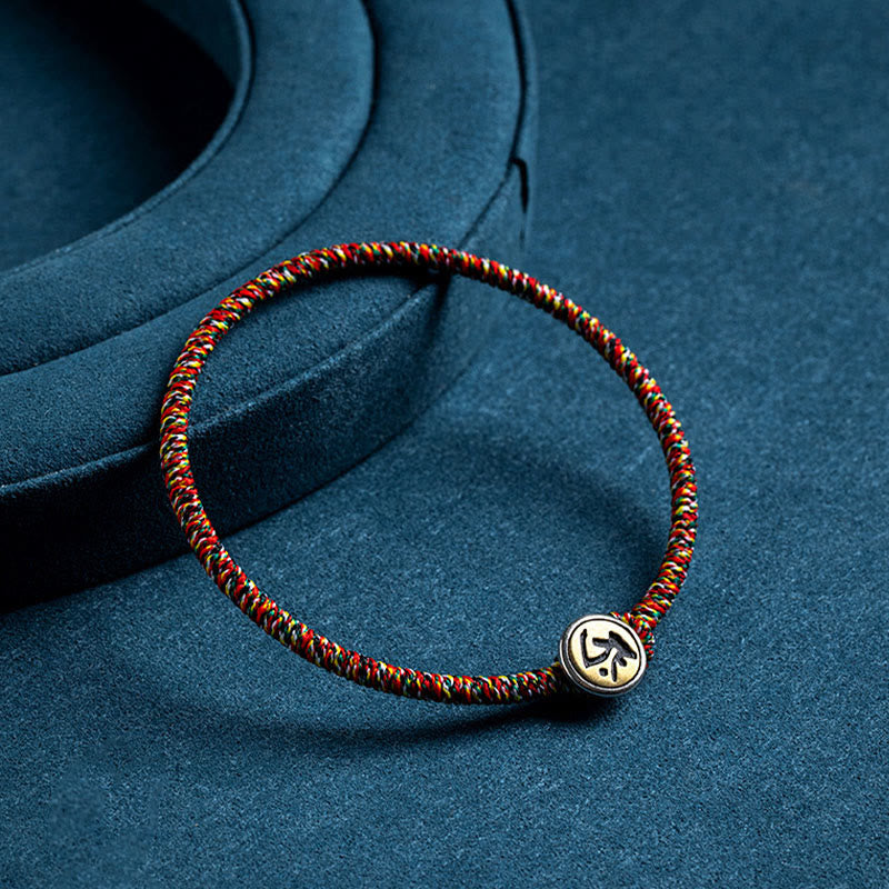 Buddha Stonesハンドメイド 925 スターリングシルバー十二支誕生仏守護 カラフル ロープブレスレット