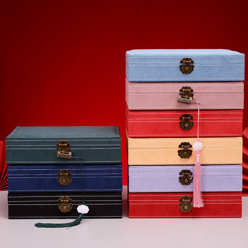 Buddha Stonesシンプルデザイン ジュエリーボックスオーガナイザー 単層 フランネル ジュエリー収納ボックス ロック付き - image 1