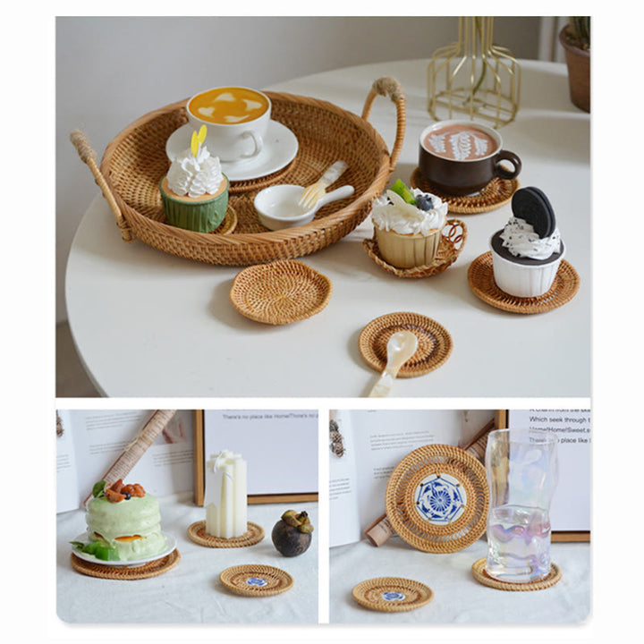 陶器の花柄ラタンカップマットティーカップコースター - image 6