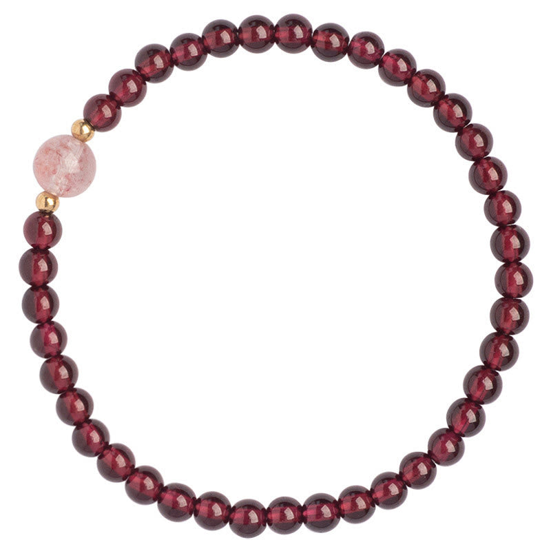 Buddha Stones天然ガーネット ストロベリークォーツ カームブレスレット