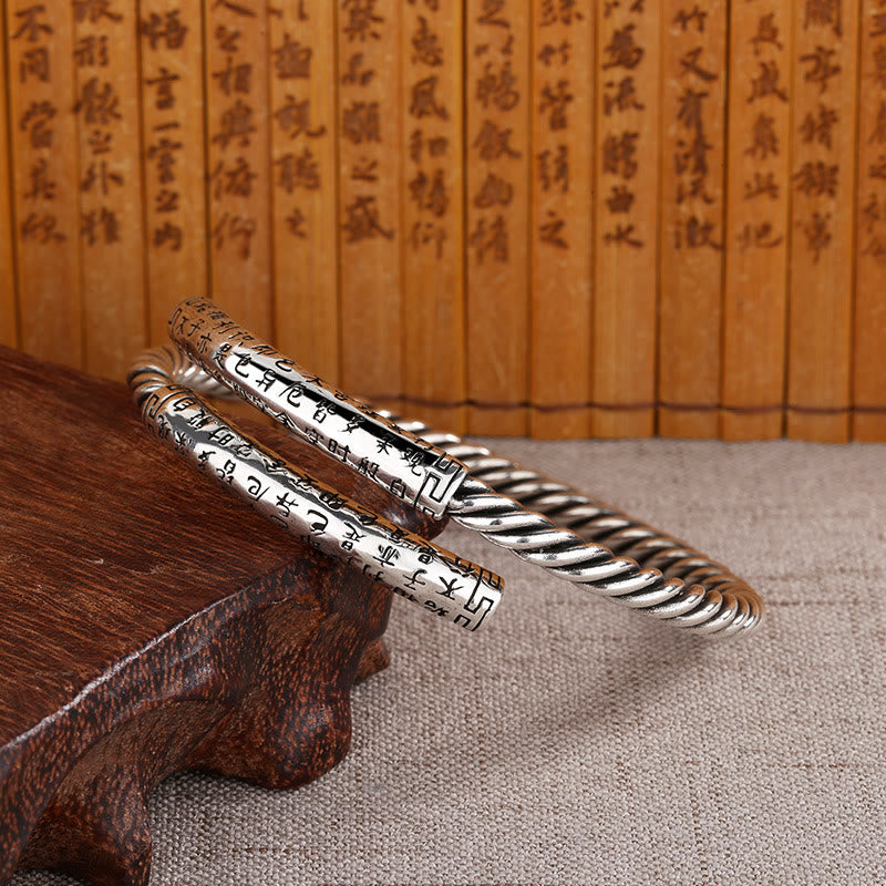 Buddha Stonesレトロ 般若心経 ツイストデザイン パターン バランスブレスレット バングル