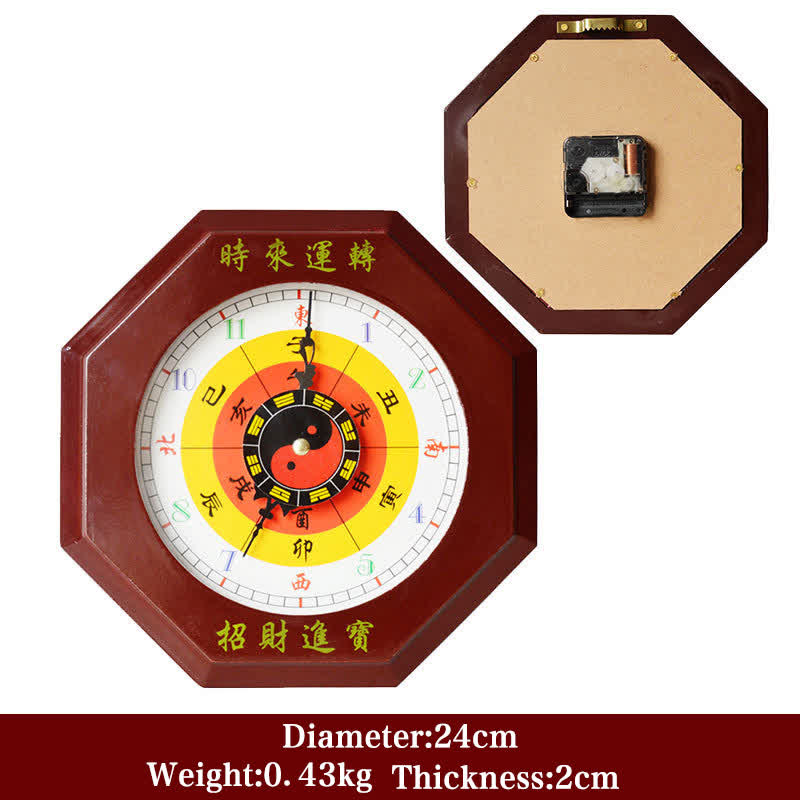 風水八卦図バランスエネルギーマップ壁掛け時計 - 赤い八卦図と壁掛け時計 24cm - image 3