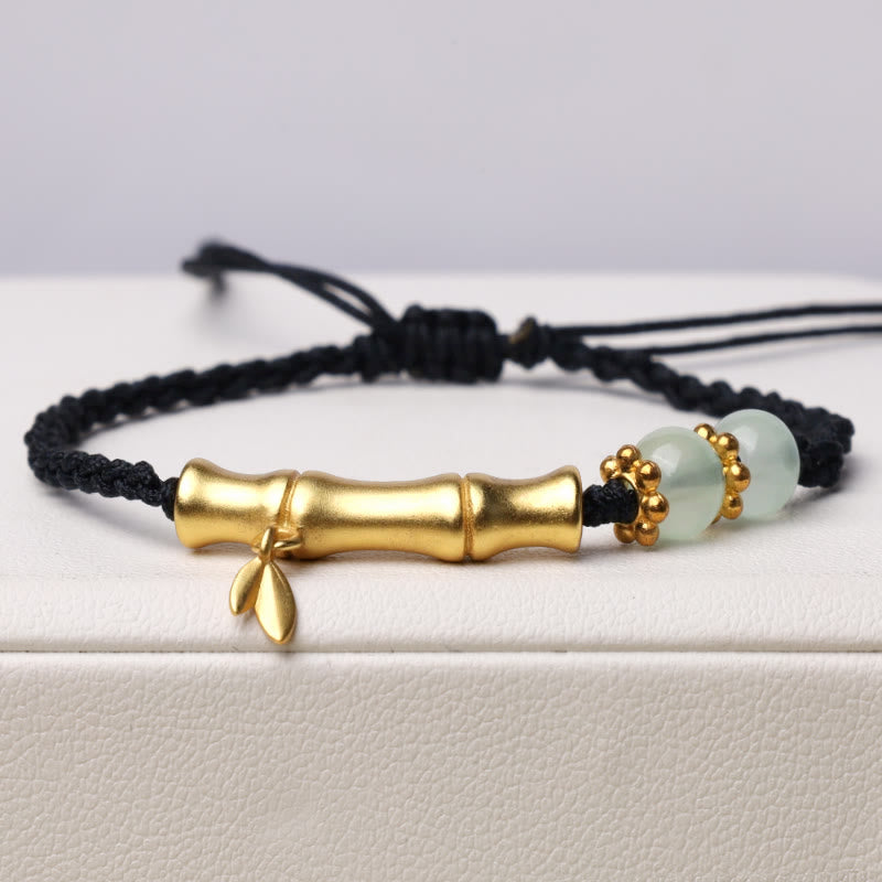 Buddha Stonesと竹のデザイン、幸運と強さを授ける編み込みブレスレット