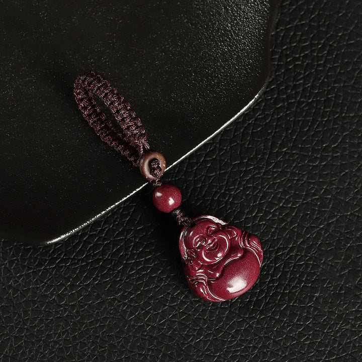 Buddha Stones笑う仏陀 辰砂 祝福ネックレス ペンダント 携帯電話吊り下げ装飾 キーチェーン - キーホルダー - 茶色 - image 8