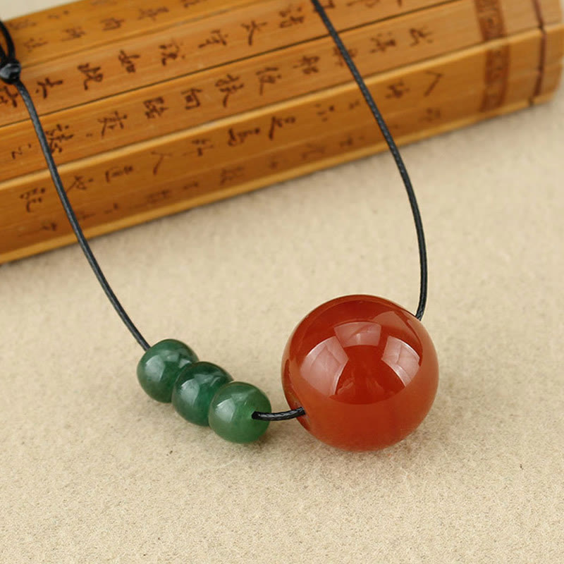 Buddha Stones赤瑪瑙 緑アベンチュリン 緑菩提樹シードビーズ 落ち着いたレザーロープネックレスペンダント
