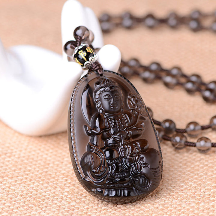 Buddha Stones、十二支、黒曜石のお守りネックレス