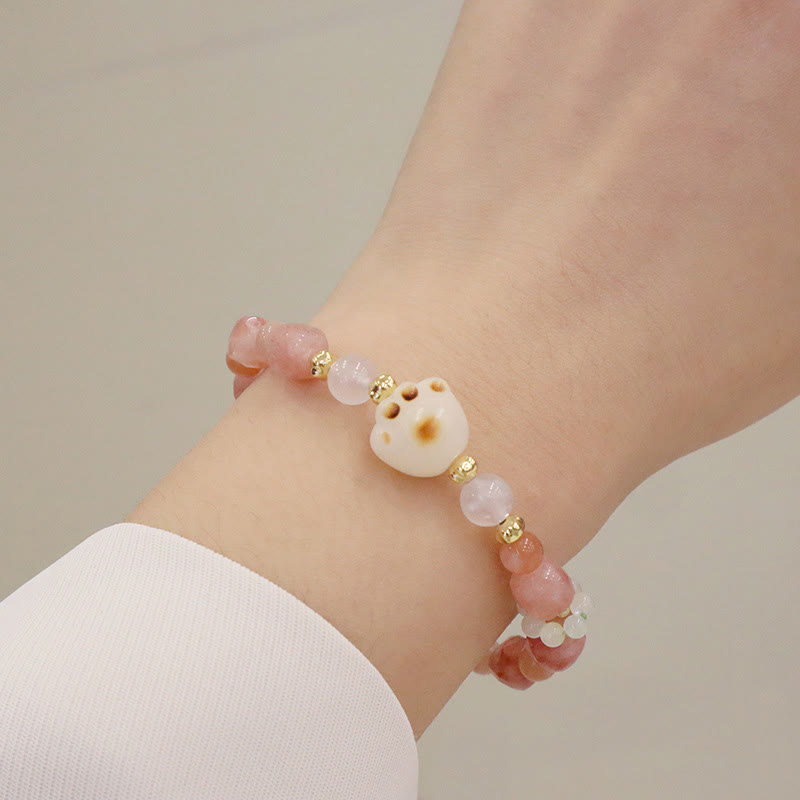 Buddha Stonesグリーンアゲート サンストーン キャッツアイ 菩提樹 猫の足サポートブレスレット - サンストーン＆キャッツアイ - image 5