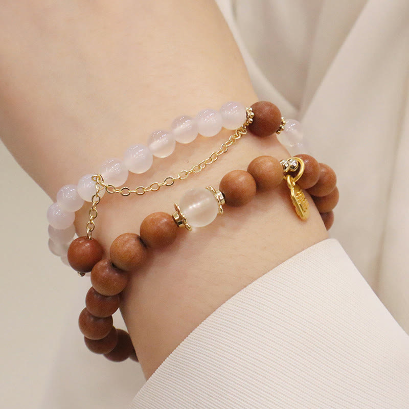 Buddha Stones白檀 キャッツアイ 福 キャラクター チャーム 守護 ブレスレット