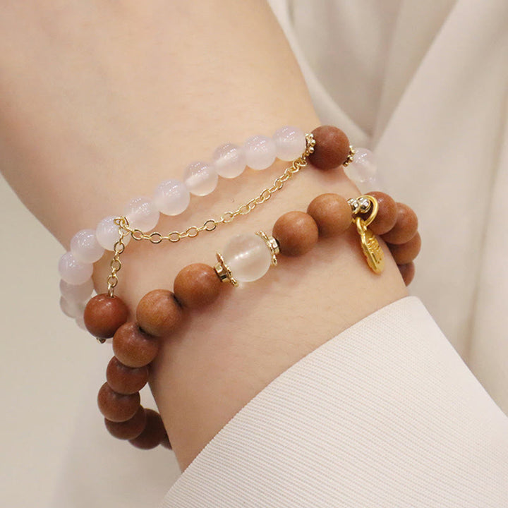 Buddha Stones白檀 キャッツアイ 福 キャラクター チャーム 守護 ブレスレット