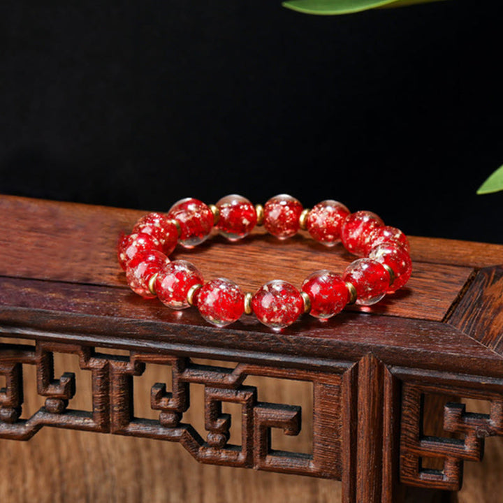 Buddha Stones金呑み獣ファミリーチャーム 光る蛍光Liuliガラスビーズ 成功ブレスレット