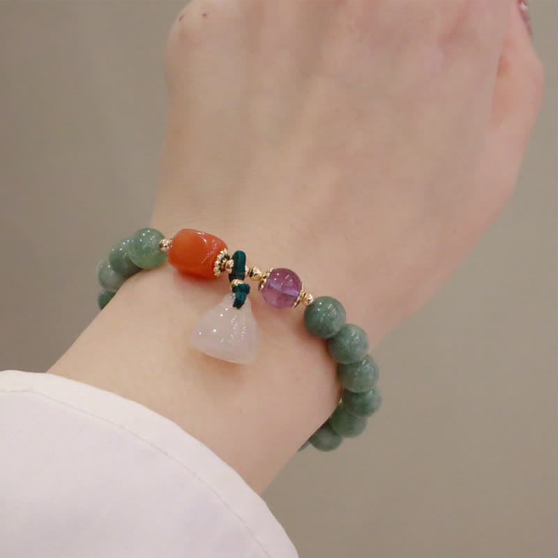 Buddha Stonesシアン翡翠 蓮の花 かぼちゃ 願い 平和バックル アメジスト クリスタル ヒーリングブレスレット