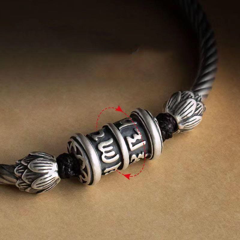 Buddha Stonesオーム・マニ・パドメ・フムロータス・ピース 編み込みブレスレット