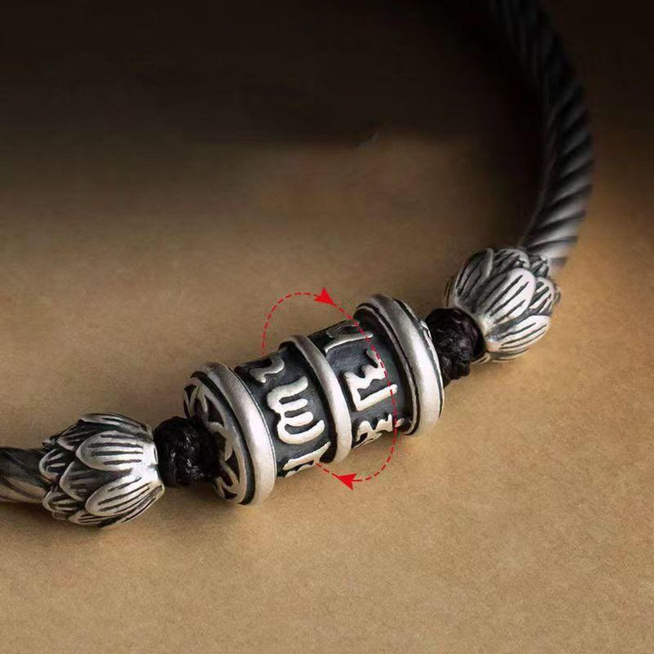 Buddha Stonesオーム・マニ・パドメ・フムロータス・ピース 編み込みブレスレット