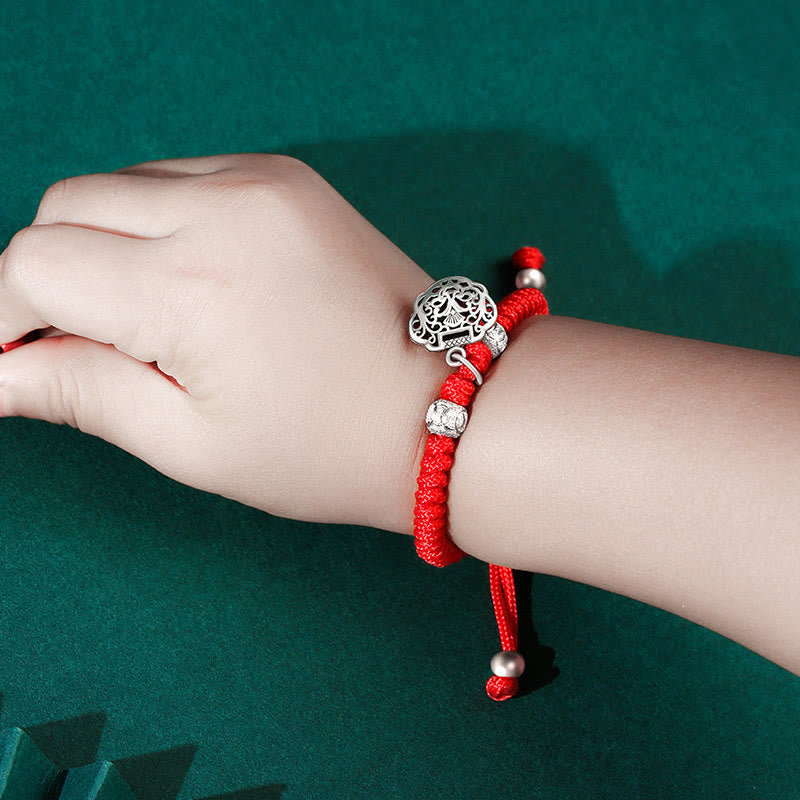 Buddha Stones 925スターリングシルバー 中国ロックチャーム マルチカラー レッドストリング プロテクション ハンドメイド編み込み キッズブレスレット