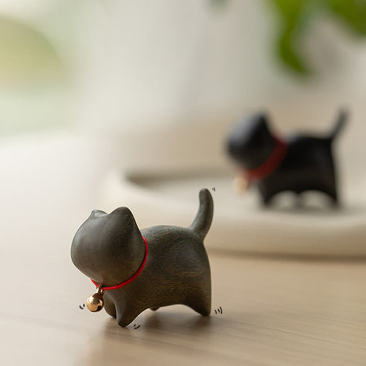 Buddha Stones緑白檀小葉紫檀かわいい猫の動物 心を落ち着かせる平和の装飾 - image 5