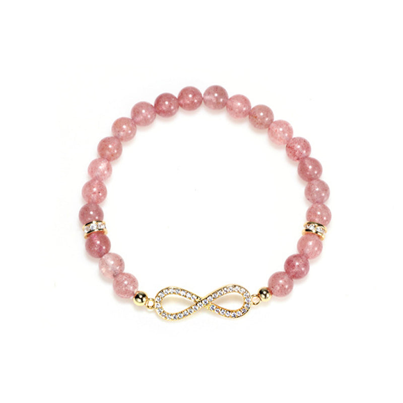 Buddha Stonesナチュラルストロベリークォーツ ポジティブヒーリングブレスレット