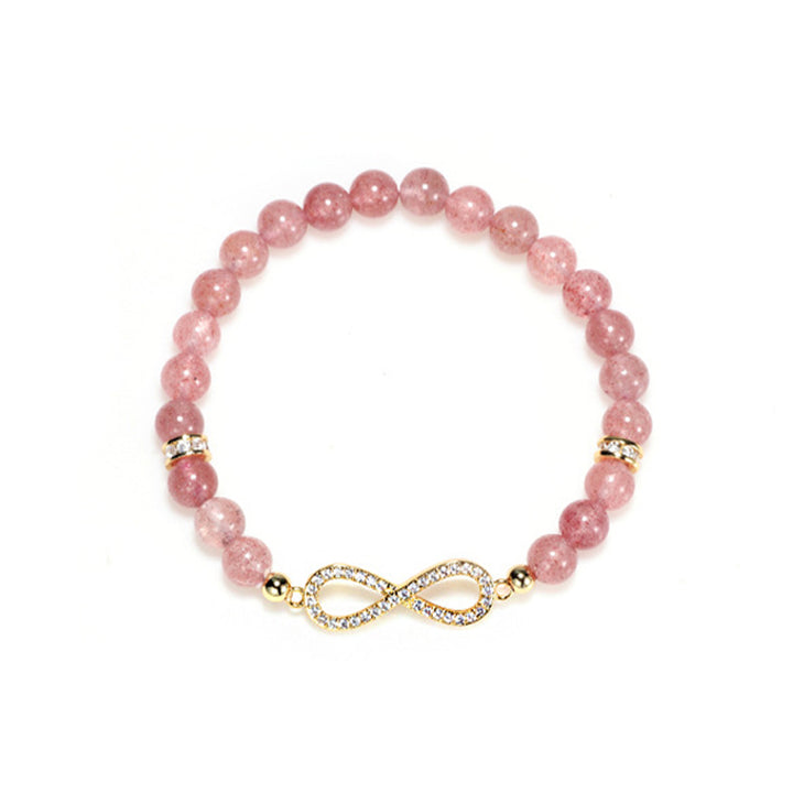 Buddha Stonesナチュラルストロベリークォーツ ポジティブヒーリングブレスレット