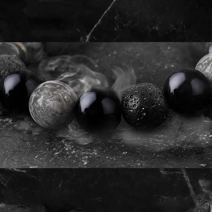 Buddha Stones黒曜石 溶岩石 陰陽強さブレスレット - image 15
