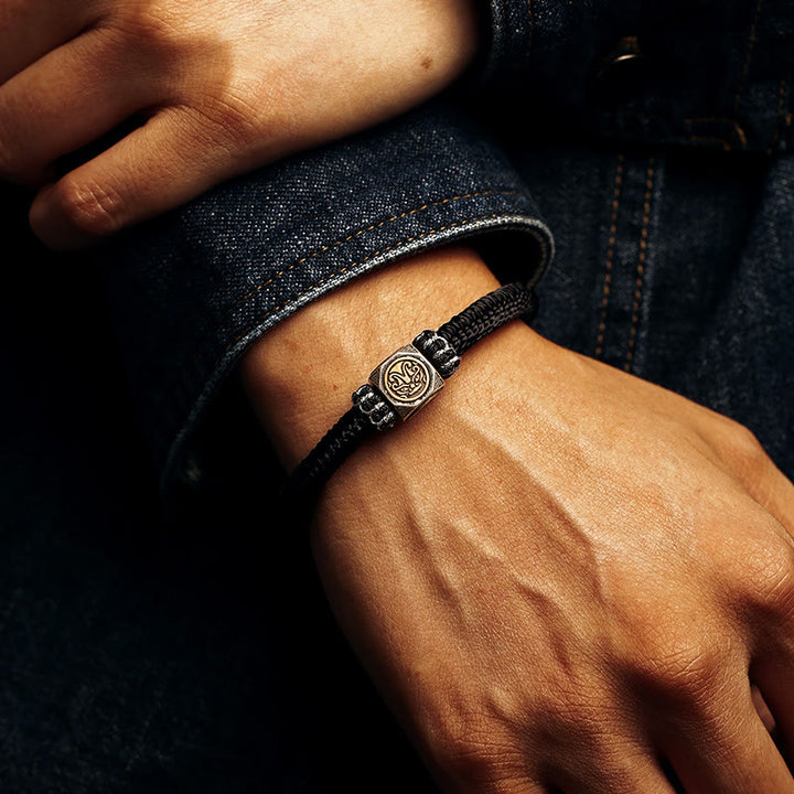 Buddha Stones925スターリングシルバー パーフェクトノット キングコングノット 信仰の強さブレスレット