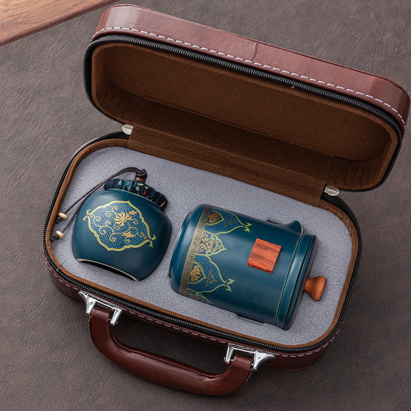 Buddha Stonesの花 中国 功夫陶器 ティーポット ポータブル アウトドア 旅行用 ティーセット バッグ - image 13