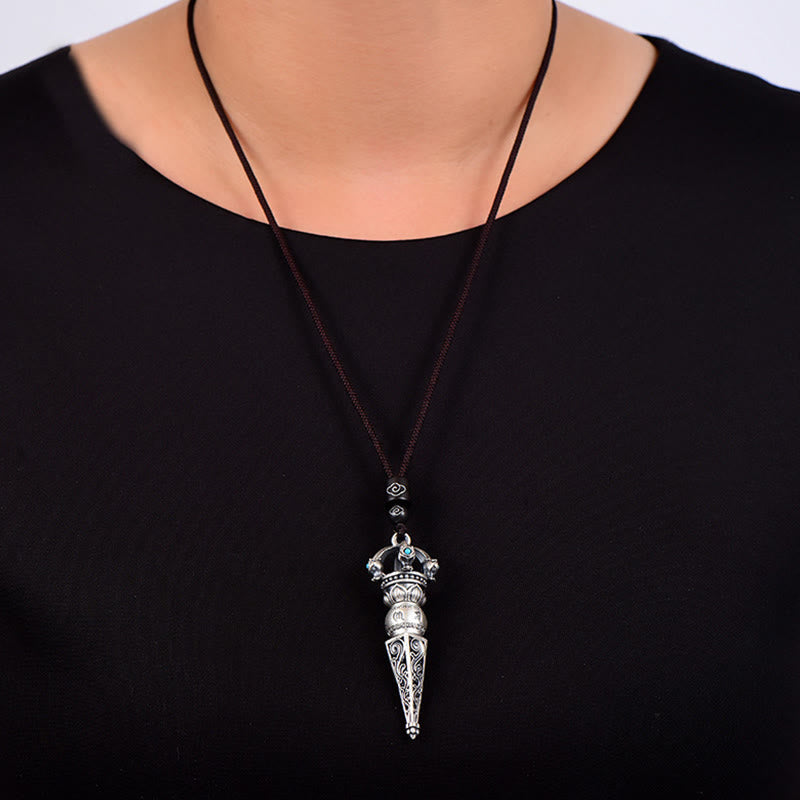 Buddha Stonesチベットオーム・マニ・パドメ・フムドルジェ バジュラ デザイン 知恵回転式ネックレス ペンダント - image 5