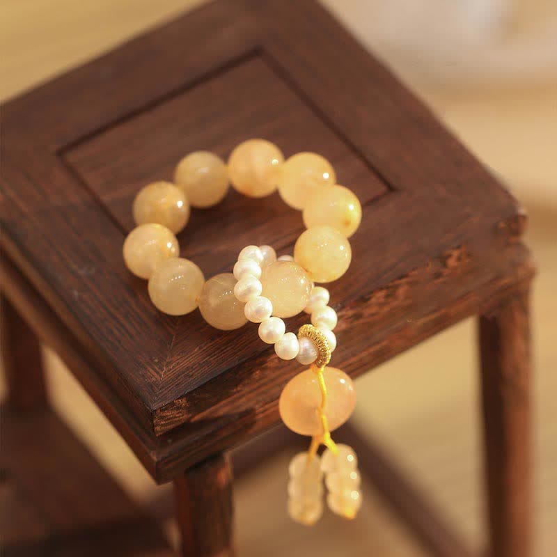 Buddha Stonesシトリン 平和バックル 繁栄と幸福 手首用Mala
