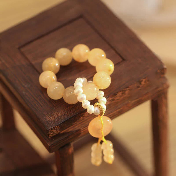 Buddha Stonesシトリン 平和バックル 繁栄と幸福 手首用Mala