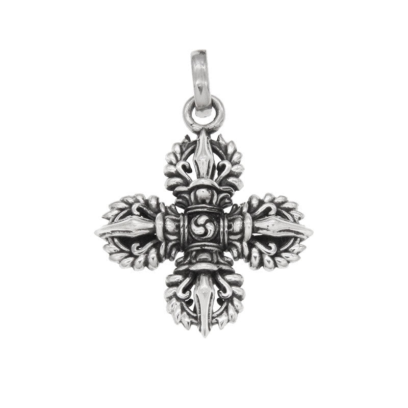 Buddha Stones925スターリングシルバー ダブルドルジェ ヴァジュラ スピリチュアルな強さのネックレスペンダント