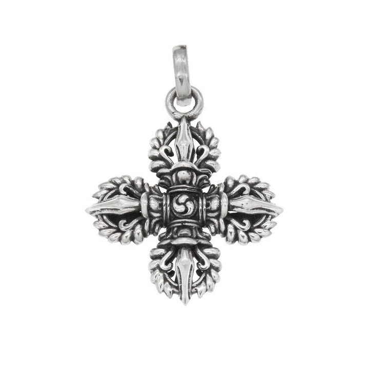 Buddha Stones925スターリングシルバー ダブルドルジェ ヴァジュラ スピリチュアルな強さのネックレスペンダント