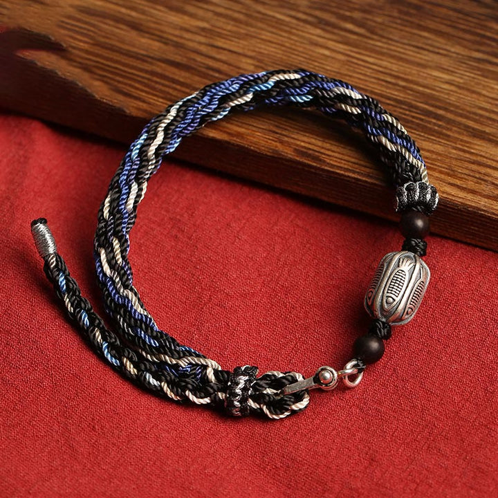 Buddha Stones925 スターリングシルバー 鯉 富 輪廻 ノット 編み紐 ブレスレット
