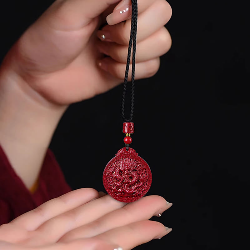 Buddha Stones龍年 天然辰砂 龍守護ネックレスペンダント