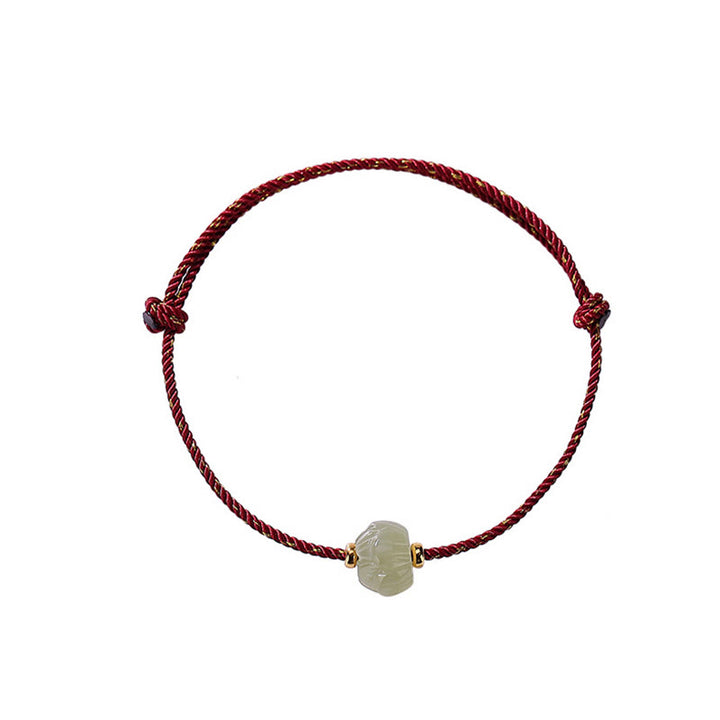 Buddha Stones925 スターリングシルバー ゴールドメッキ 和田翡翠 蓮華 幸運赤紐ブレスレット
