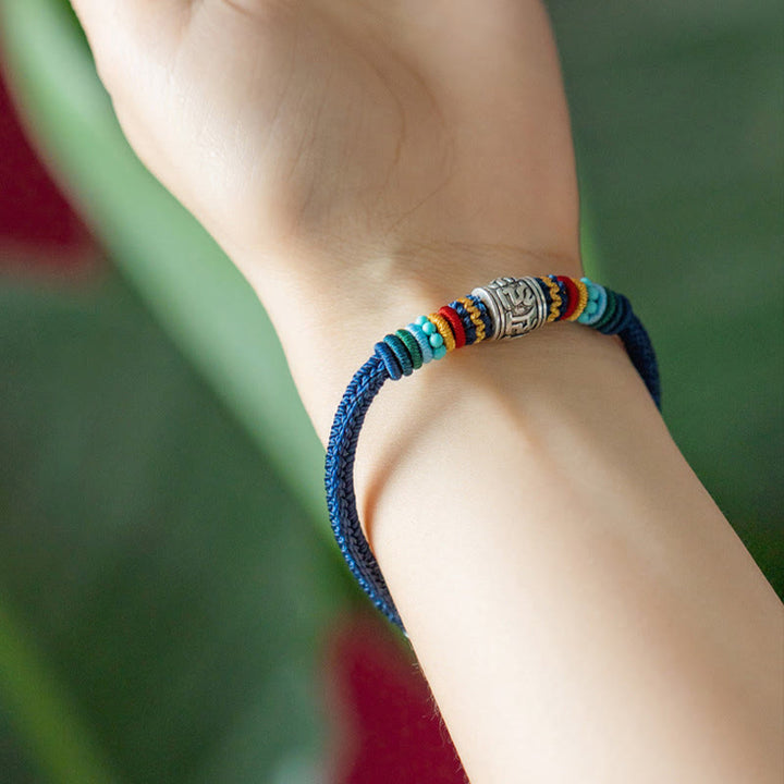 Buddha Stonesハンドメイド925スターリングシルバーチベットオーム・マニ・パドメ・フムピュリティ編みブレスレット - image 9