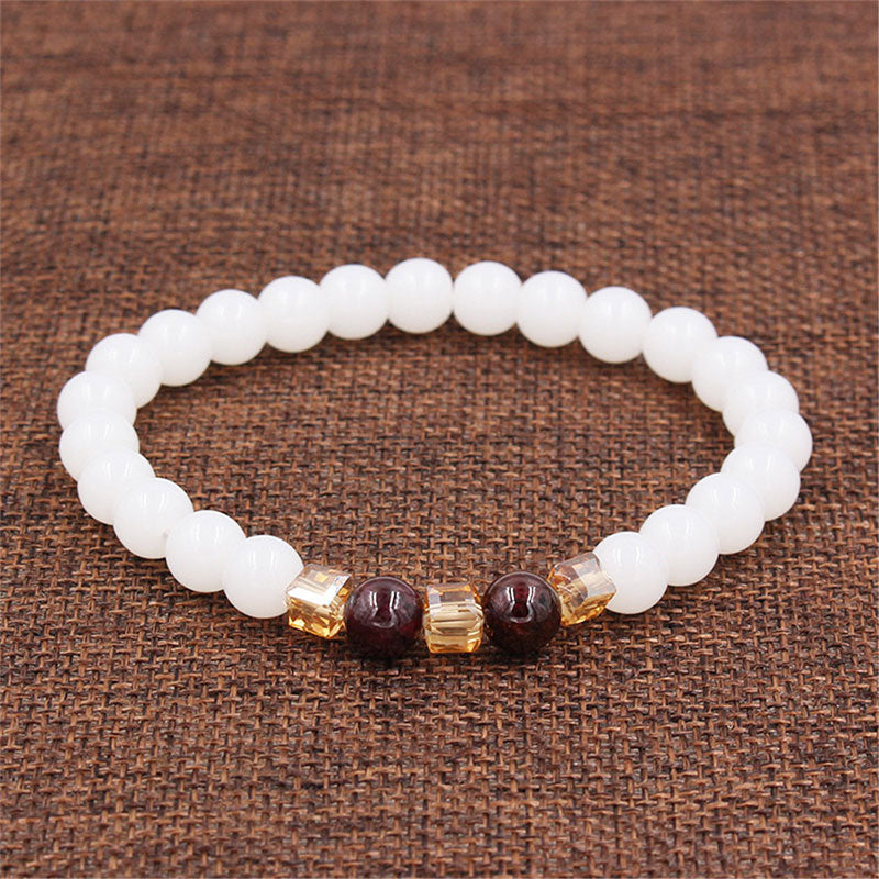 Buddha Stones天然白翡翠守護ブレスレット